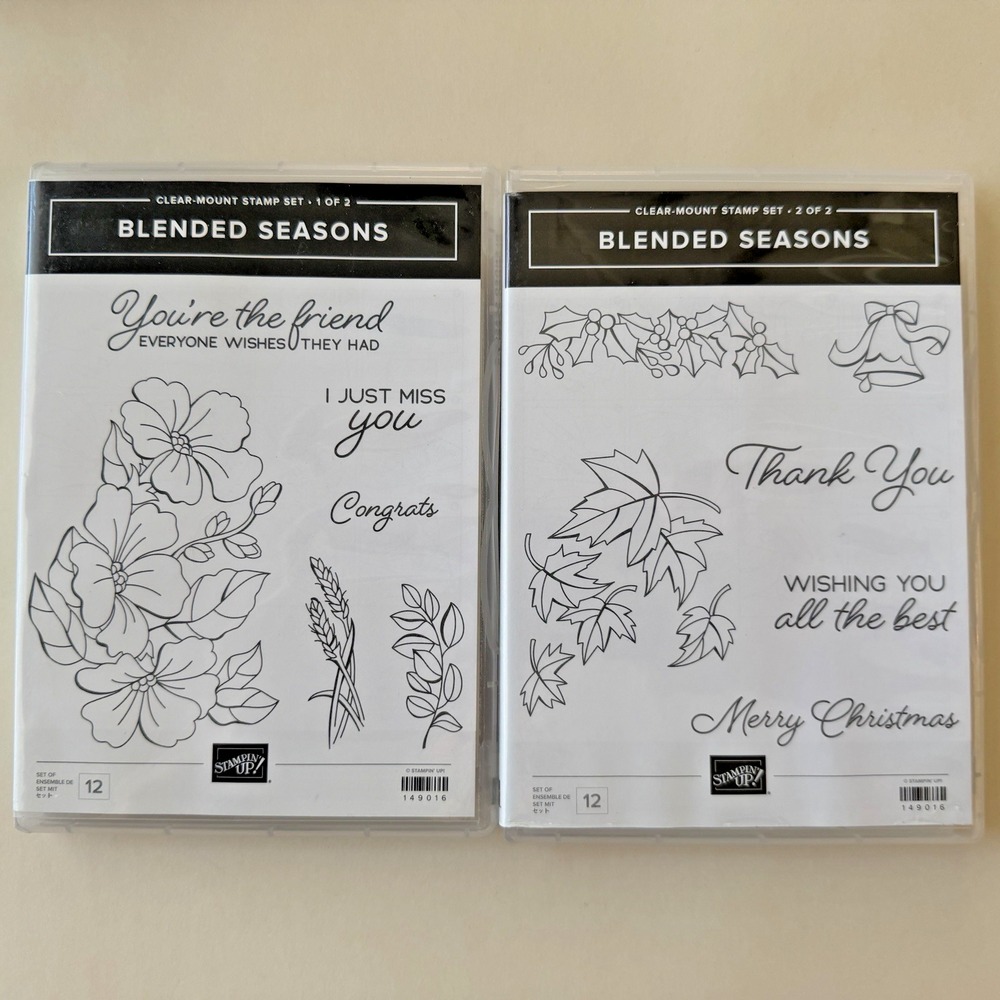 Stampin Up! Blended Seasons Cling Stamp Set 1 and 2 Floral Leaves Greeting NEW